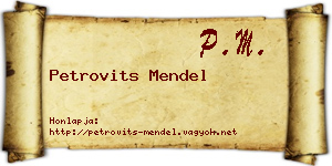 Petrovits Mendel névjegykártya